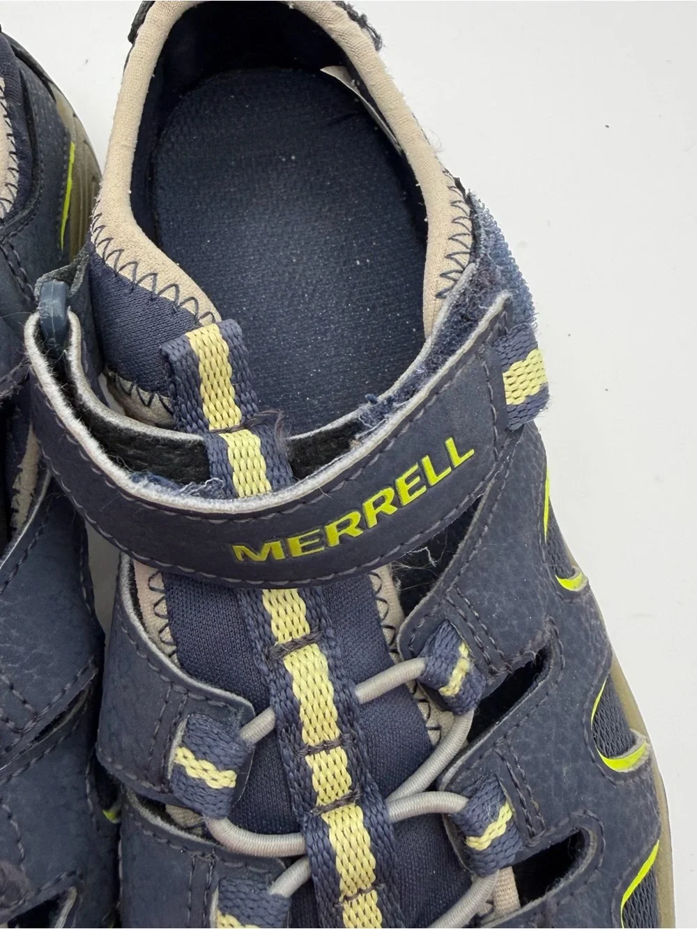 Merrell Hydro H2O Hiker Navy Lime Closed-Toe Sport Sandals Kids Size 2M Gorpcore